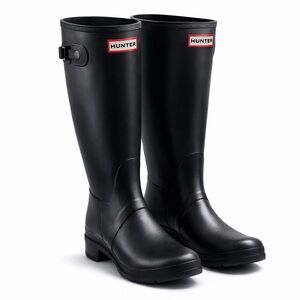 Hunter Original Tall Rain Boots Black Size 8 Matte Rubber